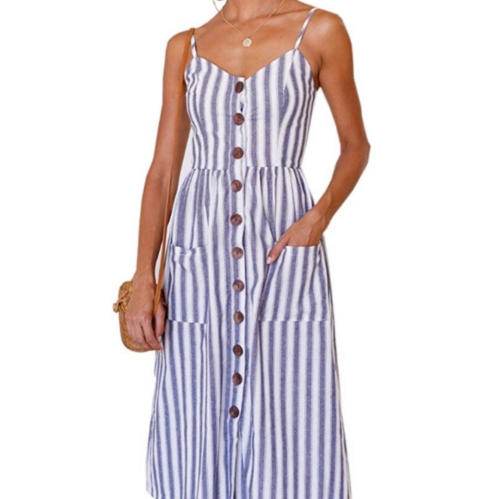 💥SOLD💥 Blue and White striped Sundress